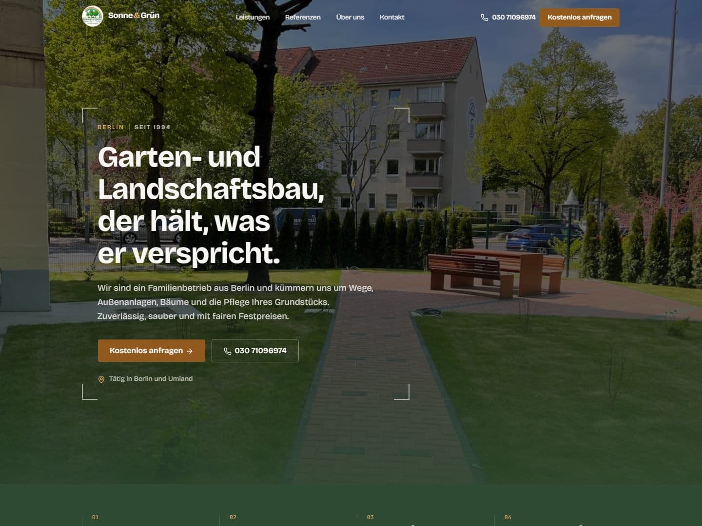 Startseite der Webseite von Sonne und Grün, Garten- und Landschaftsbau aus Berlin